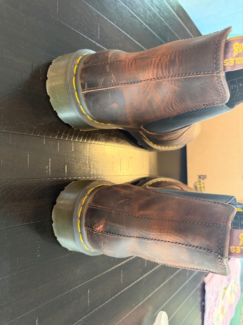 Dr. Martens Chestnut Brown Full Waxed Grain Slip-On Boots US Size 13 NIB - Picture 10 of 10